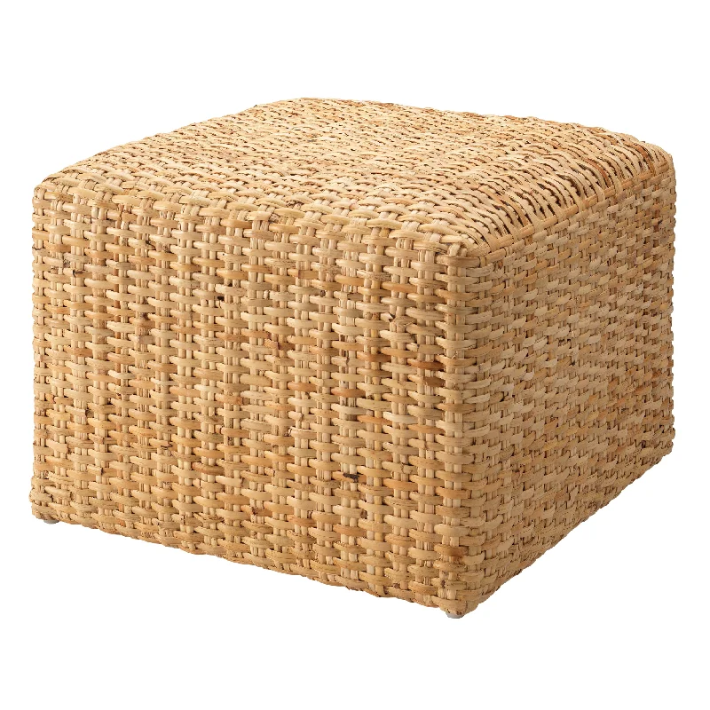 Large Natural Rattan Ottoman