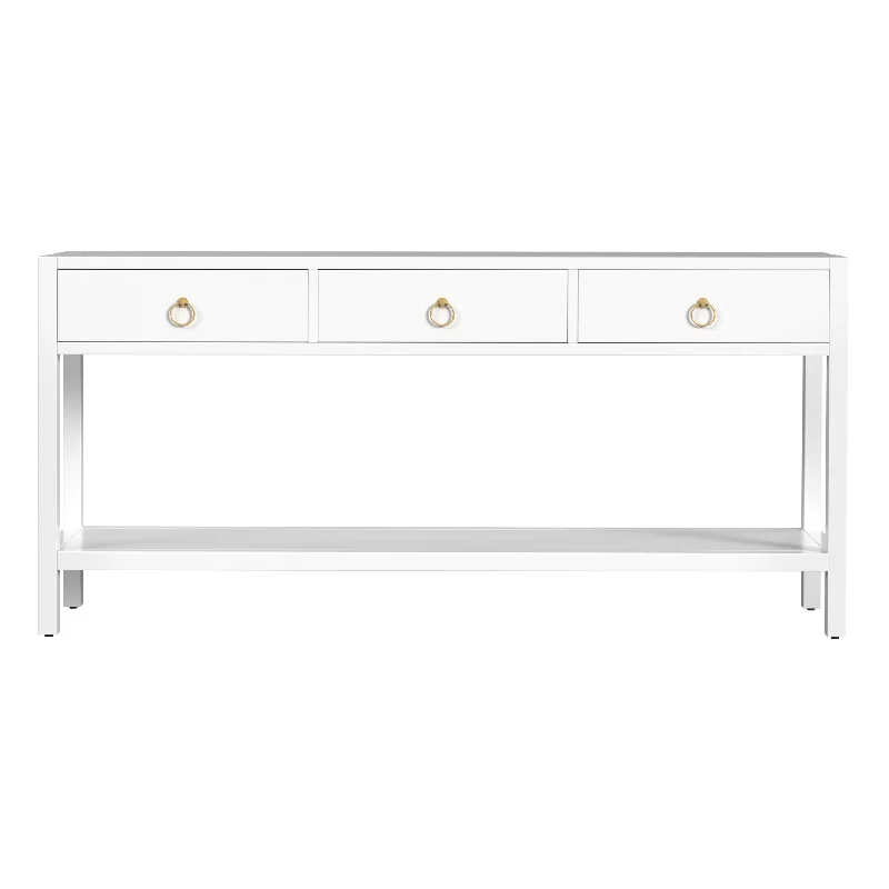 Three Drawer 65" Console Table in White