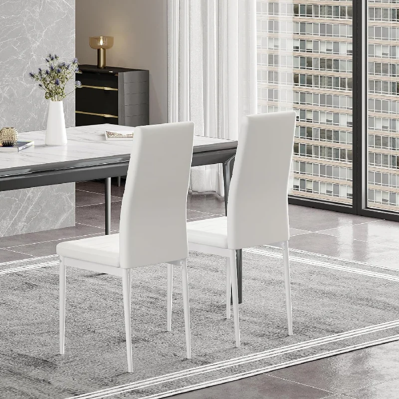 Joolihome Modern Faux Leather Dining Chairs Set White