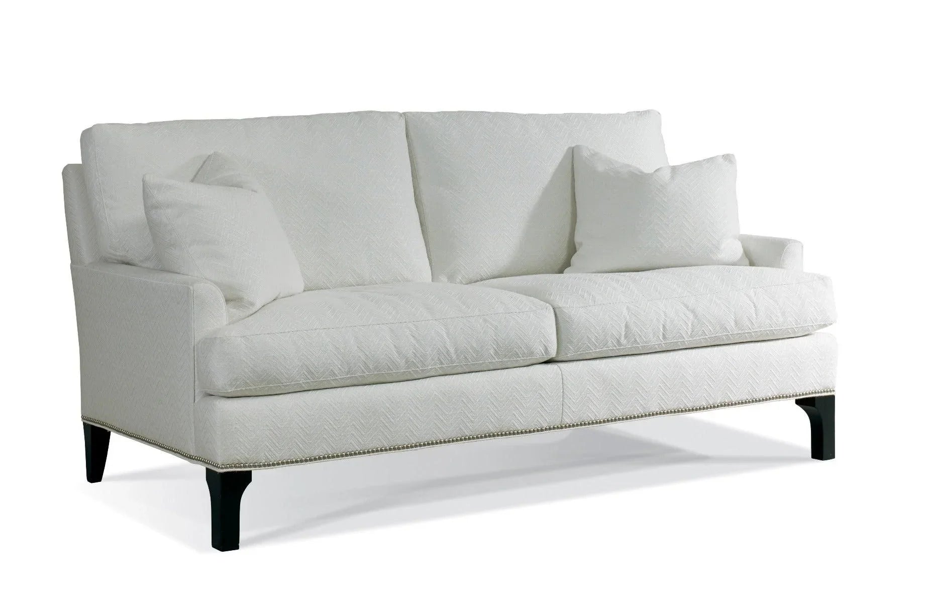 Loose Pillow Back Upholstered in Luck White Fabric Sofa