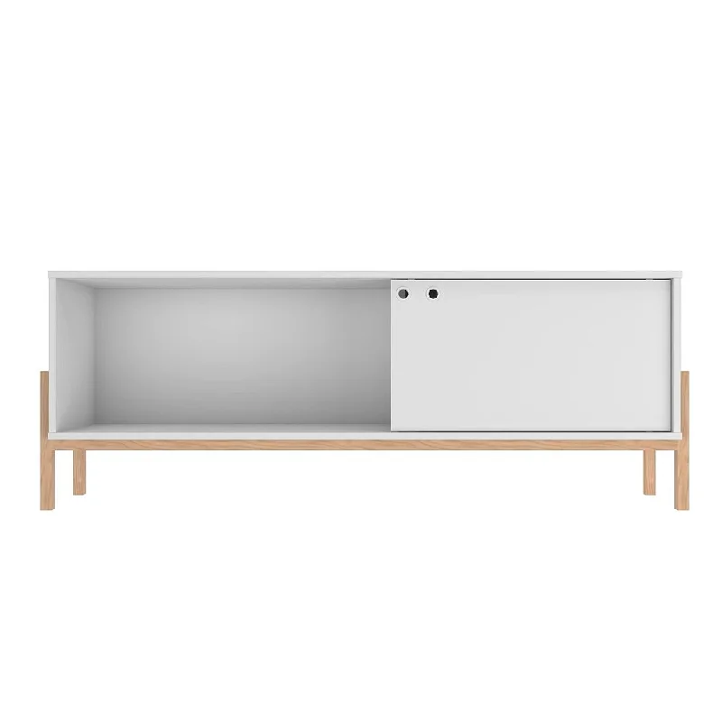 Manhattan Comfort Bowery 55.12 TV Stand in White and Oak