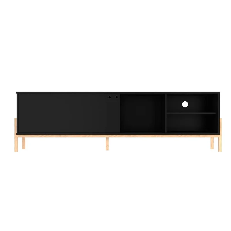 Manhattan Comfort Bowery 72.83 TV Stand in Black and Oak