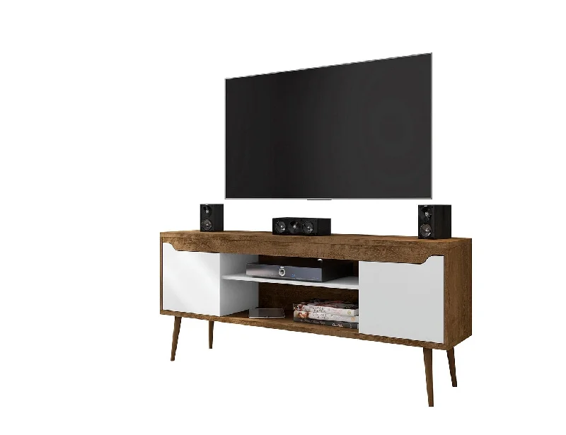 Manhattan Comfort Bradley 62.99 TV Stand in Rustic Brown and White