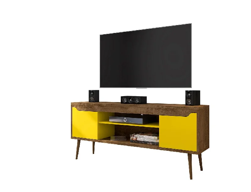 Manhattan Comfort Bradley 62.99 TV Stand in Rustic Brown and Yellow