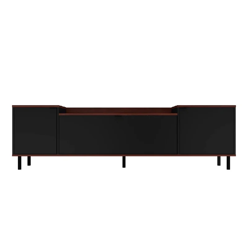 Manhattan Comfort Mosholu 66.93 TV Stand in Black and Nut Brown