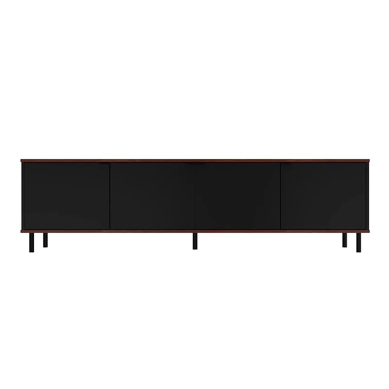 Manhattan Comfort Mosholu 77.04 TV Stand in Black and Nut Brown