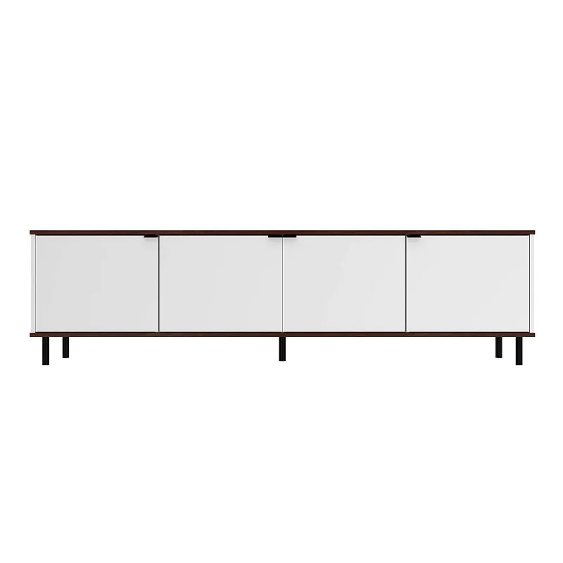 Manhattan Comfort Mosholu 77.04 TV Stand in White and Nut Brown