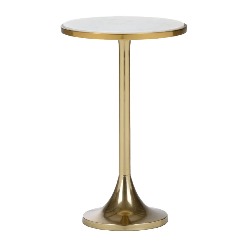 Mariah Marble Side Table with Polished Brass