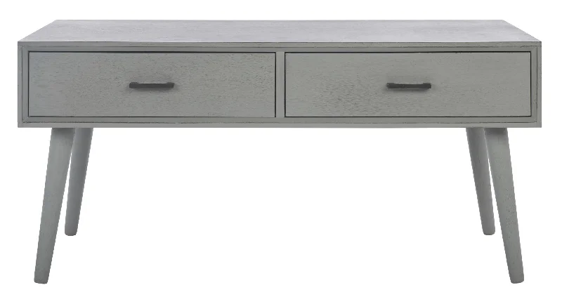 Miriam Mid Century 2 Drawer Coffee Table - Distressed Gray