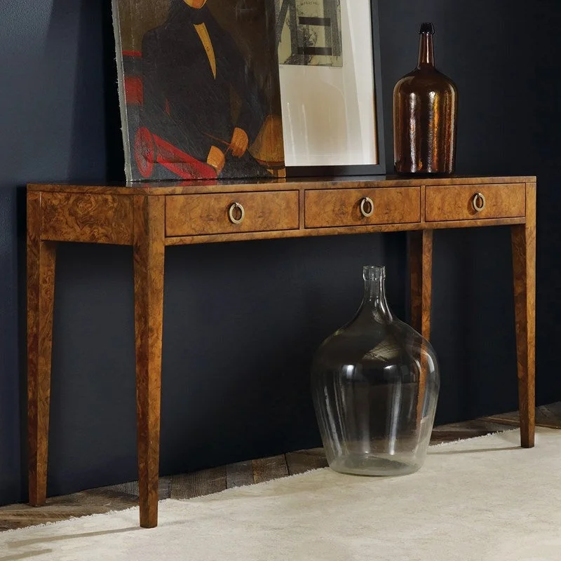 Modern History Three Drawer Console in Burl