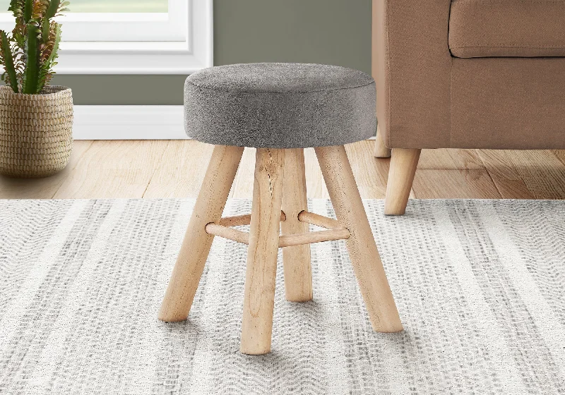 Monarch Ottoman Grey Velvet Natural Wood Legs