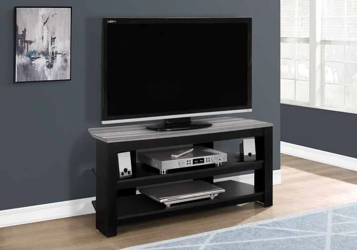 Monarch Tv Stand - 42"L / Black / Grey Top Corner