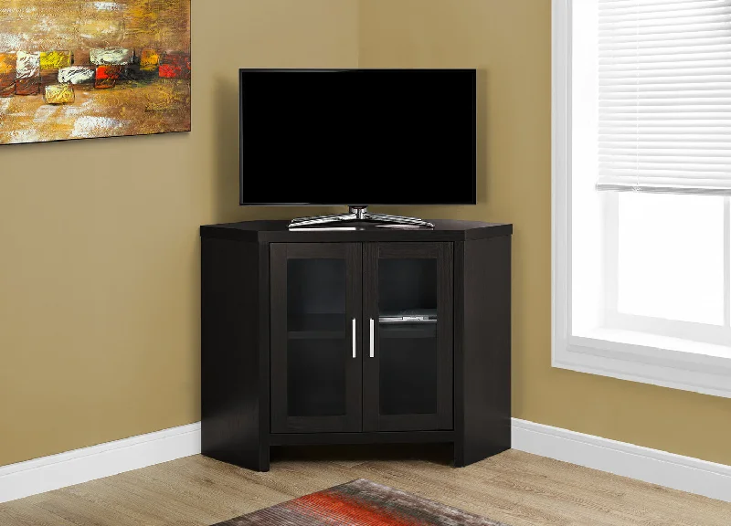 Monarch TV Stand - 42"L - Cappuccino Corner With Glass Doors