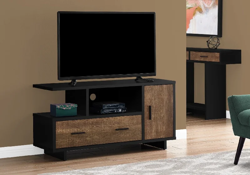 Monarch TV Stand 48"L/Black/Brown Reclaimed Wood-Look