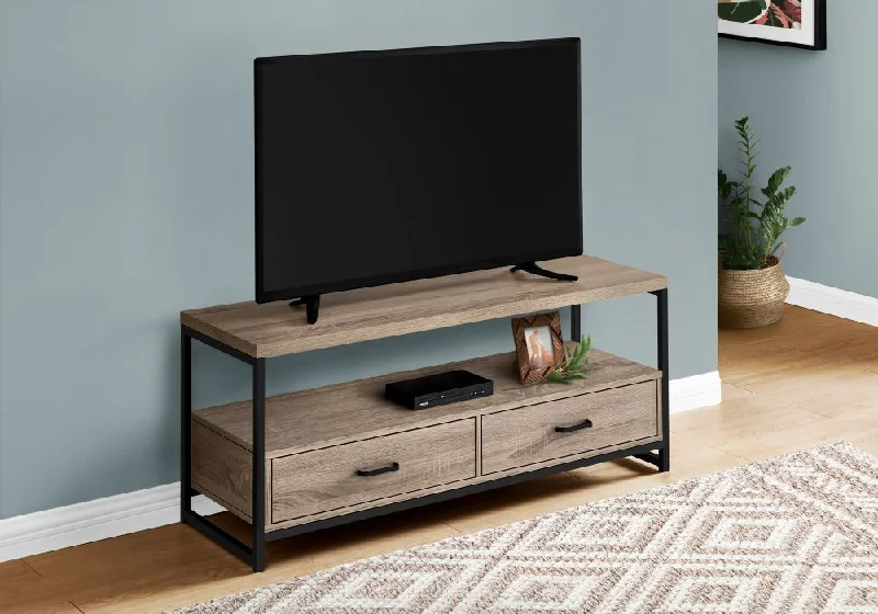 Monarch TV Stand 48"L Dark Taupe Black Metal I 2872