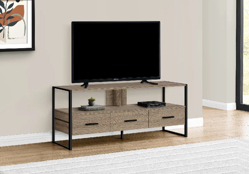 Monarch Tv Stand 48"L Dark Taupe Black Metal