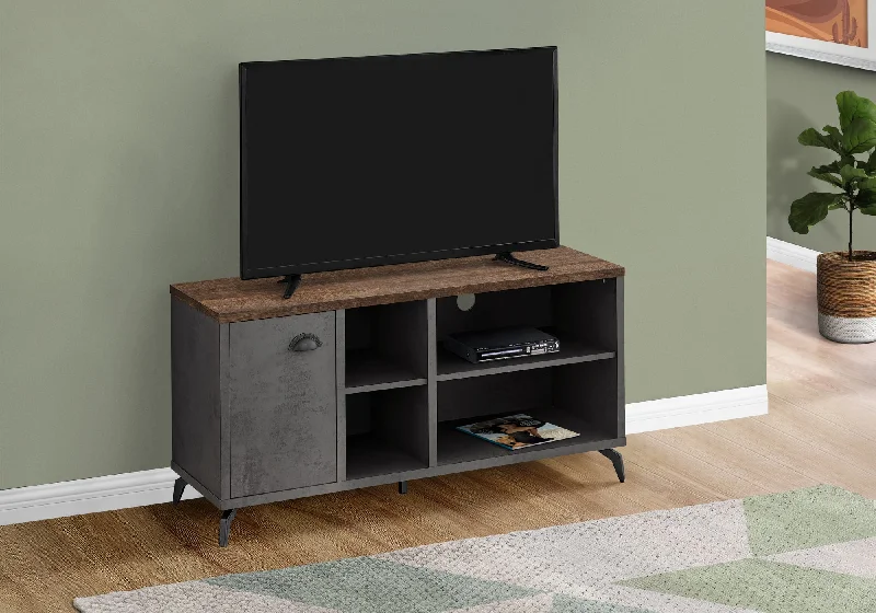 Monarch Tv Stand 48"L Grey Concrete Medium Brown Reclaimed