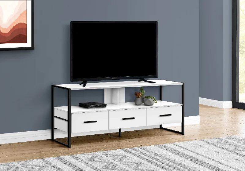 Monarch Tv Stand 48"L White Black Metal