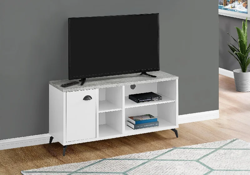 Monarch Tv Stand 48"L White Grey Cement-Look Top