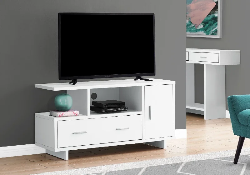 Monarch TV Stand 48"L/White With Storage