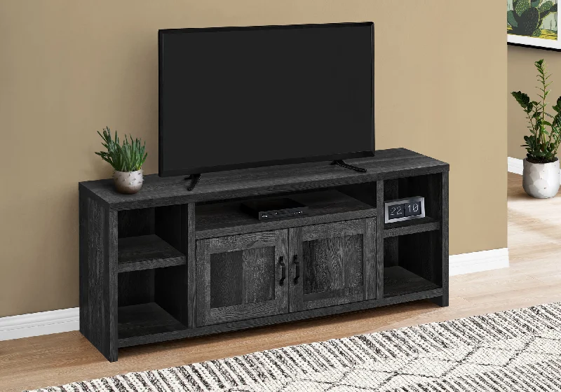 Monarch Tv Stand 60"L Black Reclaimed Wood-Look