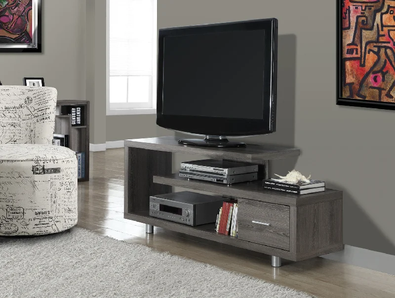 Monarch TV Stand - 60"L - Dark Taupe With 1 Drawer