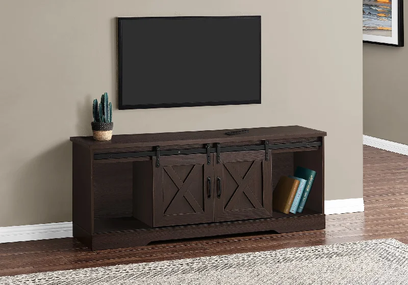 Monarch Tv Stand 60"L Espresso With 2 Sliding Doors