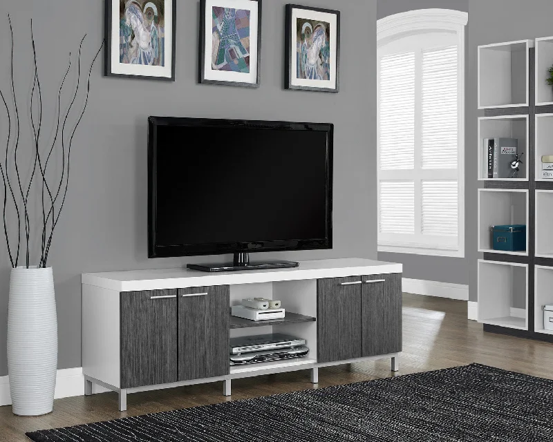 Monarch TV Stand - 60"L - White - Grey