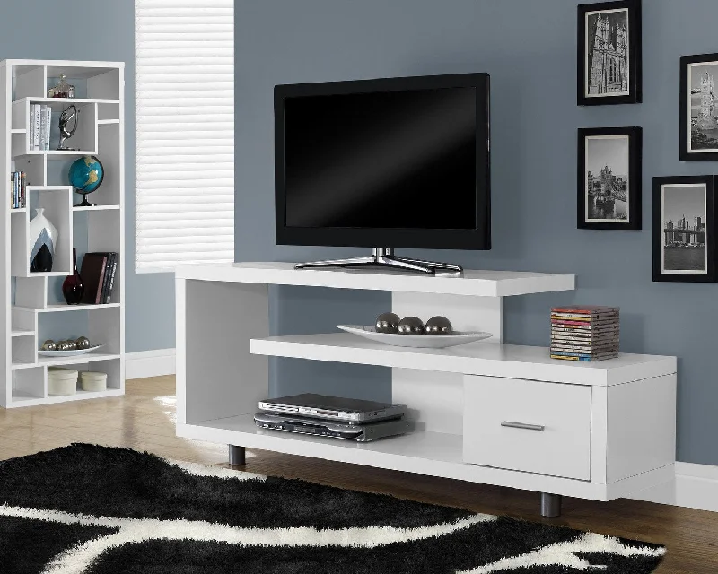 Monarch TV Stand - 60"L - White With 1 Drawer