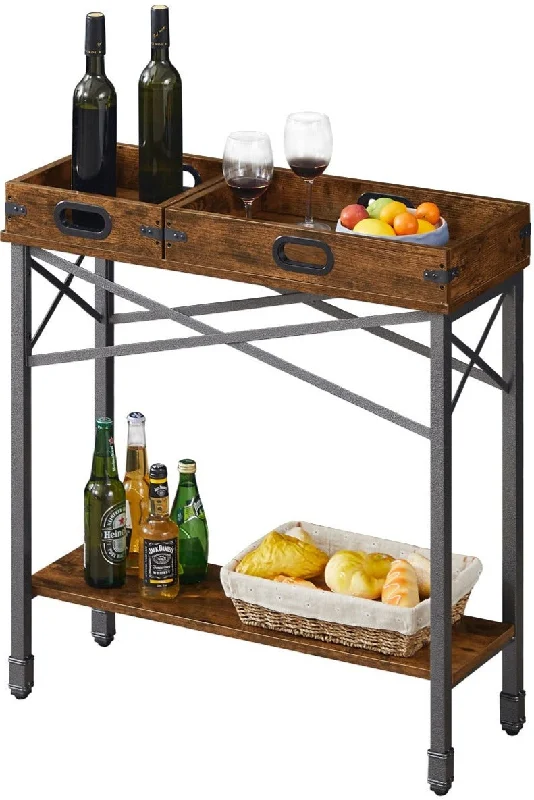 VECELO Industry Console Entryway Table with 2 Removable Trays Kitchen Island for Kitchen/Dining Room