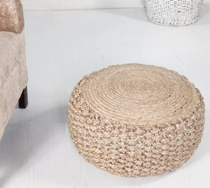 Nature's Child Braided Jute Pouf Ottoman