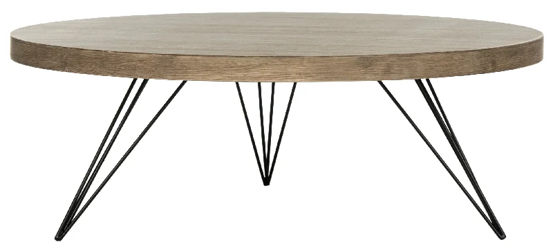 Nolen Retro Mid Century Round CoffeeTable  - Light Oak