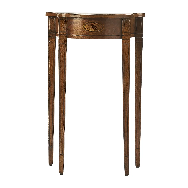 Olive Ash 20" Demilune  Console Table in Medium Brown