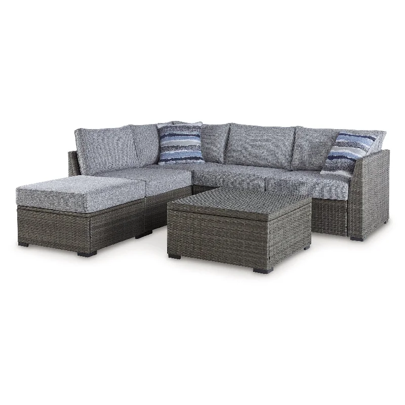 Signature Design by Ashley® Petal Road Outdoor Loveseat Sectional/Ottoman/Table Set (Set Of 4)