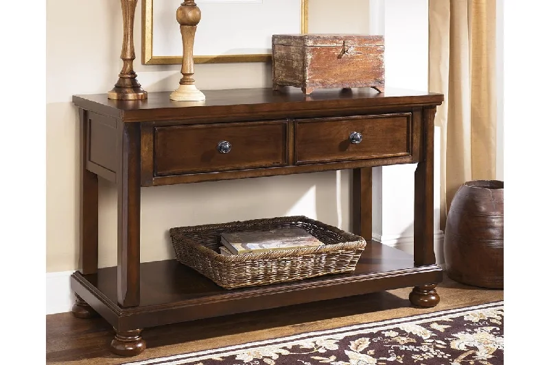 Porter Console Sofa Table Rustic Brown by Ashley Furniture