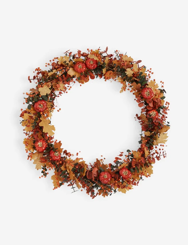 Pumpkin, Maple, and Eucalyptus Preserved Wreath