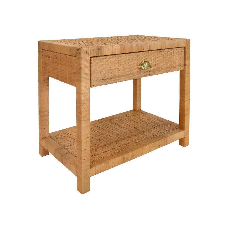 Reed One Drawer Rattan Side Table