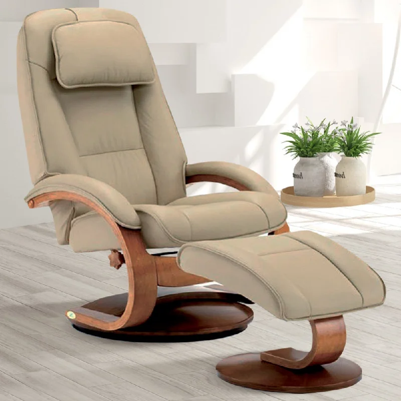 Relax-R™ Brampton Recliner and Ottoman in Cobblestone Top Grain Leather