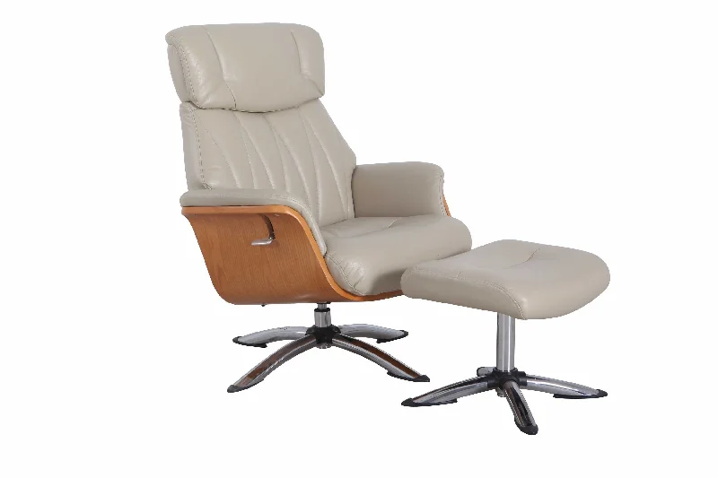 Relax-R™ Caitlin Recliner and Ottoman in Cobble Air Leather