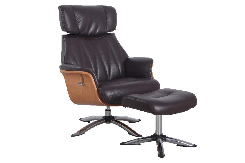 Relax-R™ Caitlin Recliner and Ottoman in Espresso Air Leather