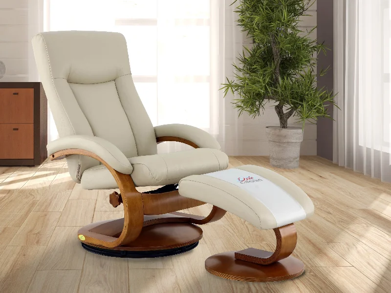 Relax-R™ Hamilton Recliner and Ottoman in Beige Air Leather