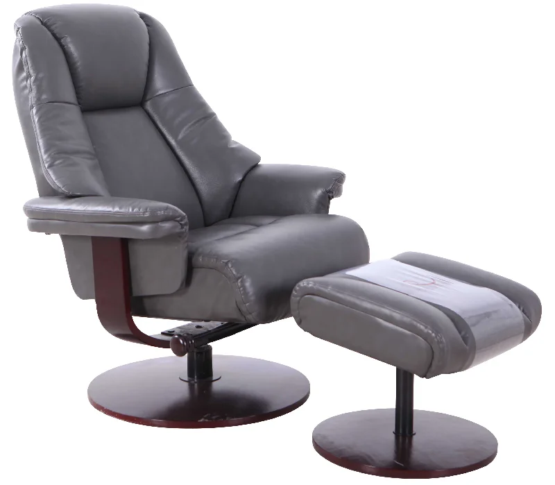 Relax-R™ Lindley Recliner and Ottoman in Charcoal Air Leather