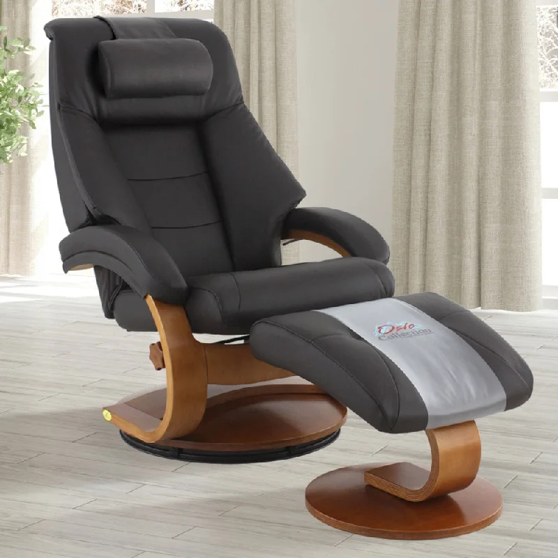 Relax-R™ Montreal Recliner and Ottoman in Espresso Top Grain Leather