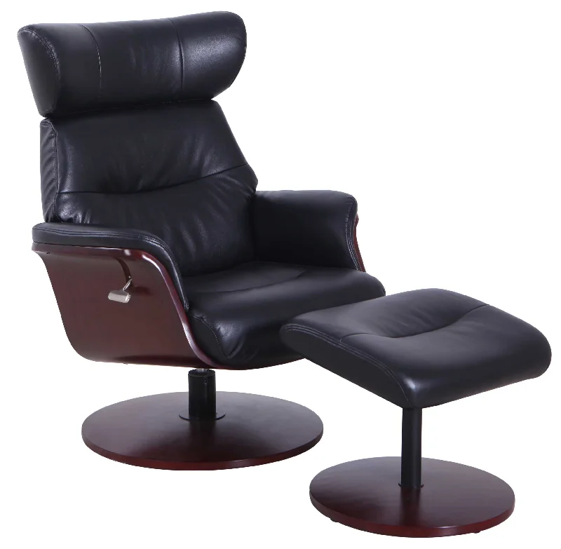 Relax-R™ Sennet Recliner and Ottoman in Black Air Leather