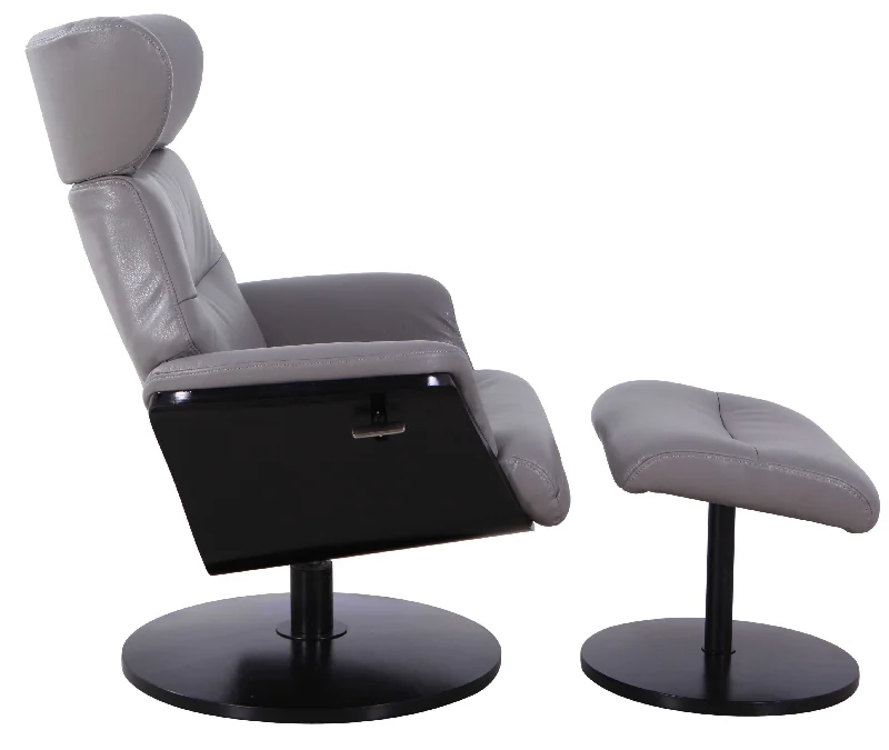 Relax-R™ Sennet Recliner and Ottoman in Steel Air Leather