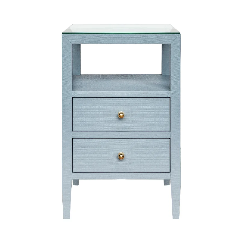 Roscoe Two Drawer Side Table in Light Blue