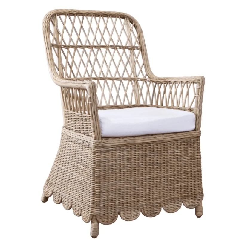 Scalloped Edge Woven Lattice Back Chair