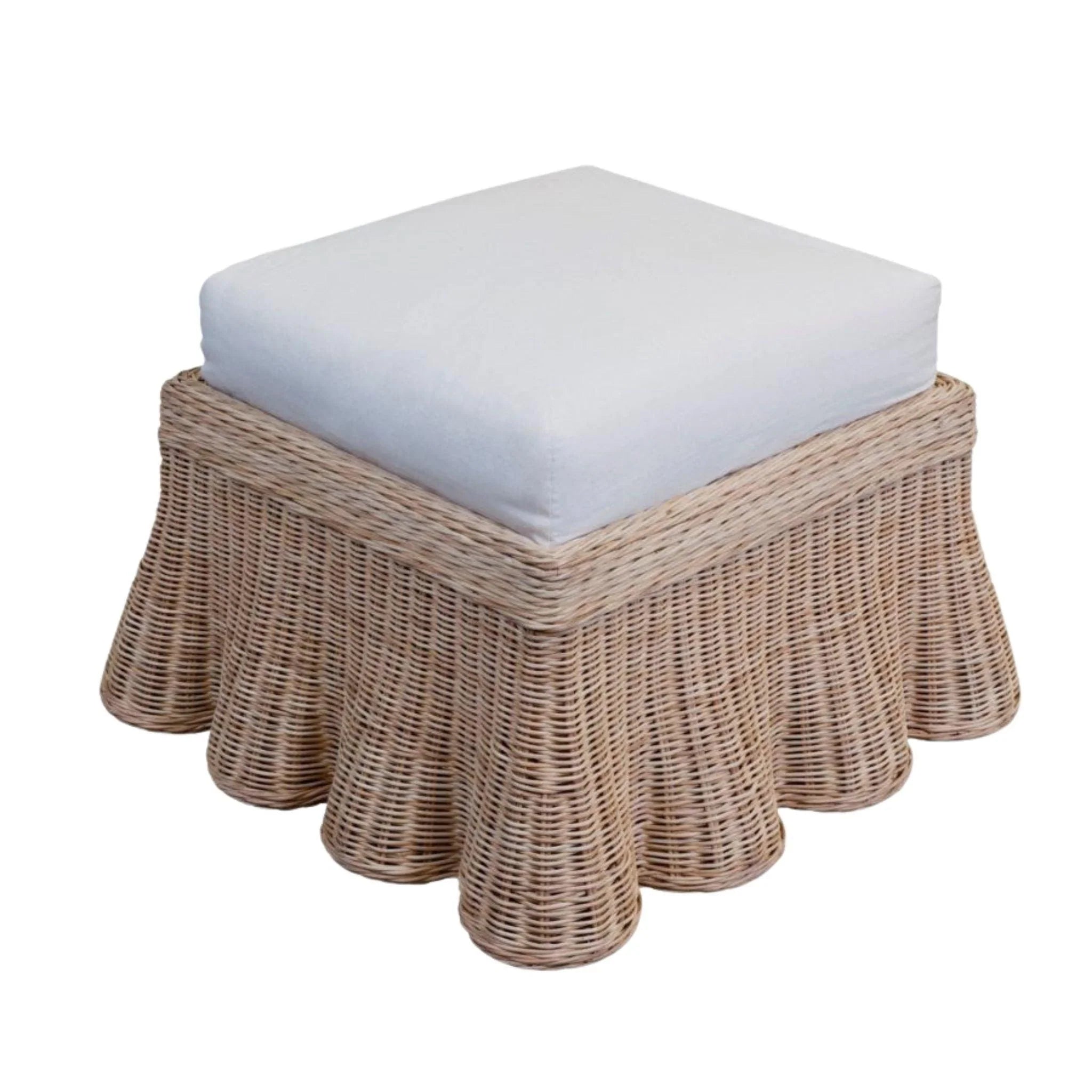 Scalloped Square Upholstered Ottoman