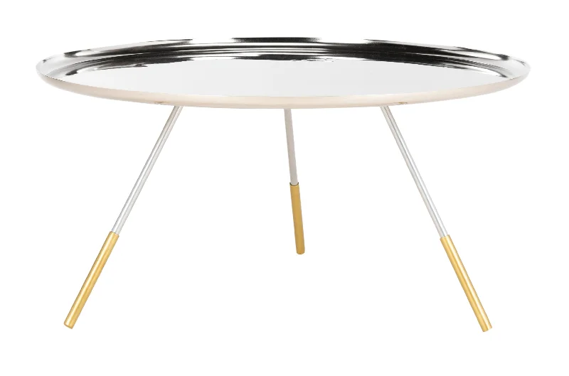 Scarlett Coffee Table with Metal Gold Cap - Silver