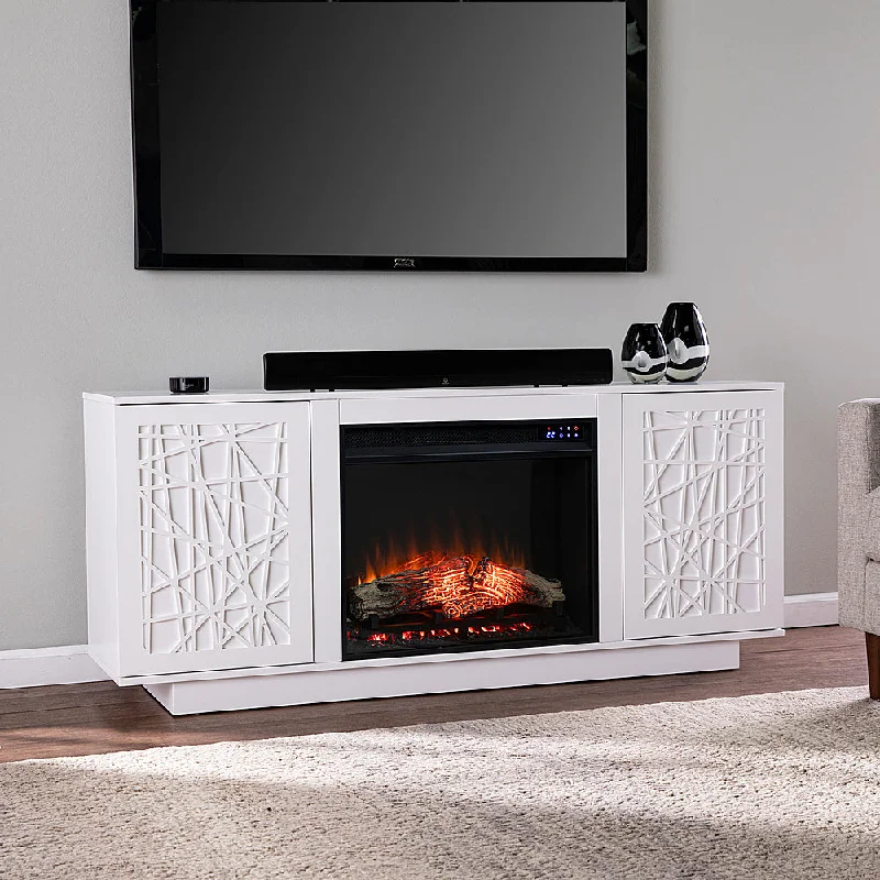 SEI Delgrave Electric Media Fireplace w/ Storage White finish